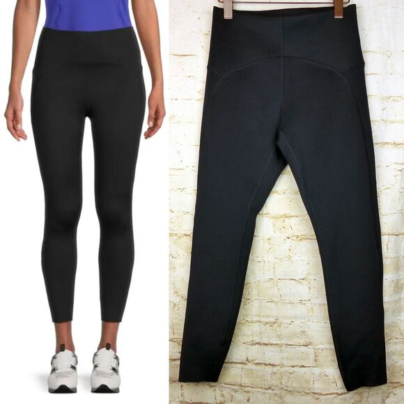 Spyder Active Leggings Womens M Black High Rise Ankle Scuba Altered Crop Hem 24” - Picture 1 of 11